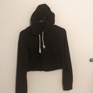 Black crop top hoodie